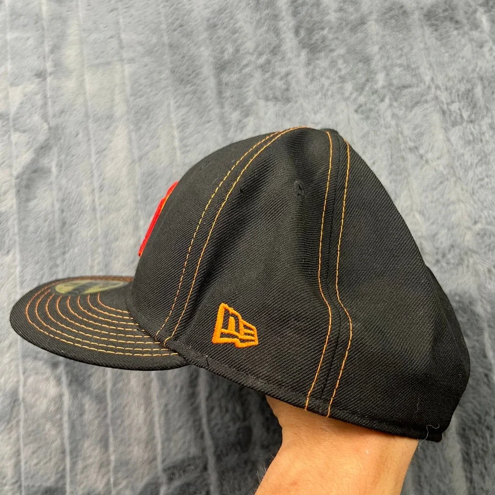 New Era 59FIFTY NY Yankees Hat Black Orange Red Fitted 7 1/2 MLB Baseball Cap